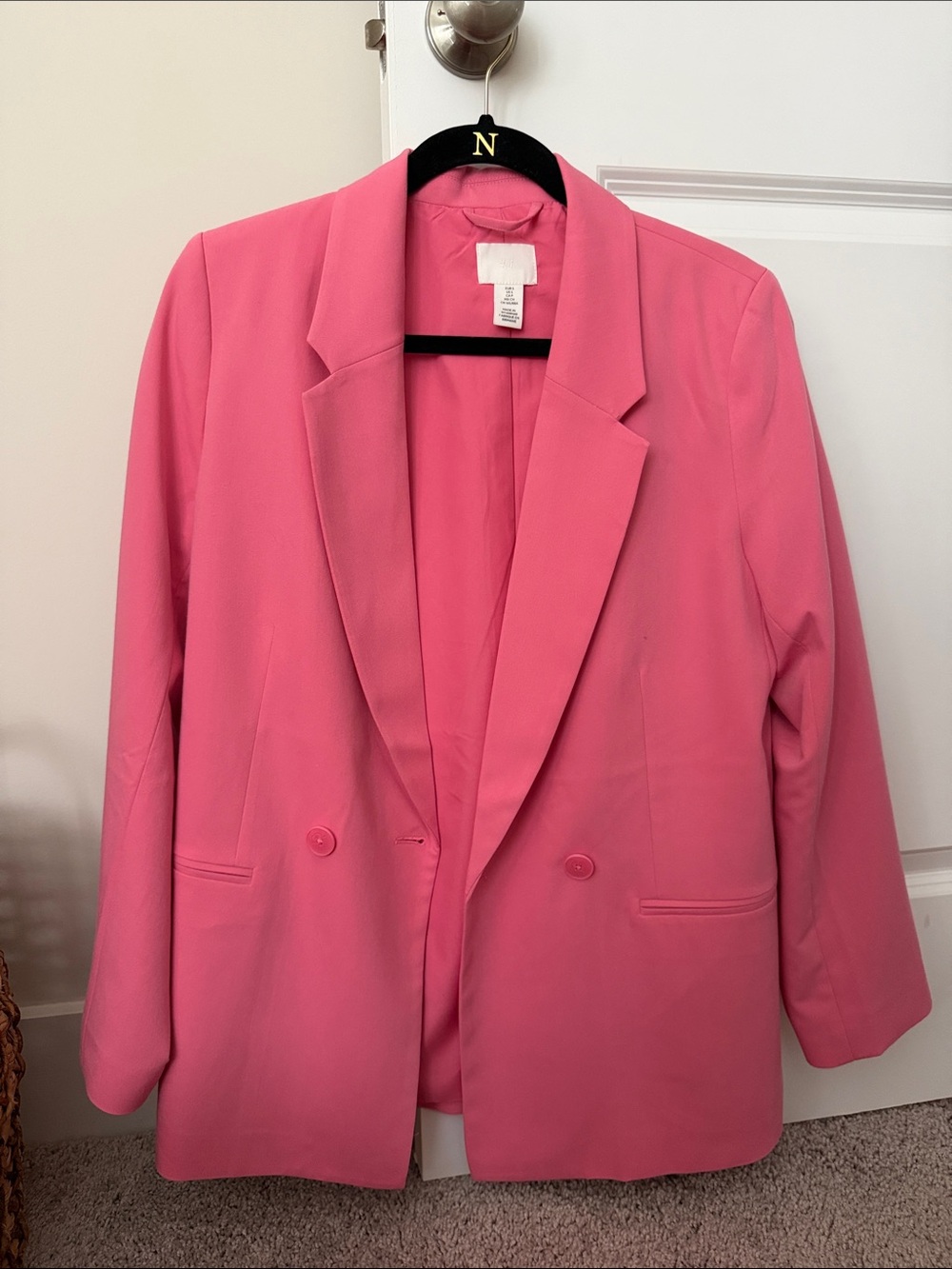 Oversized Pink Women's Double-Breasted Blazer